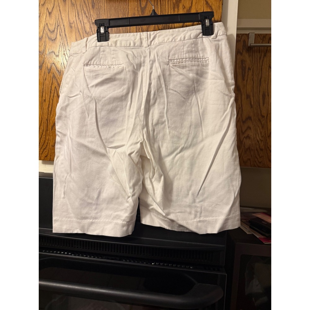 Ninety Womens White Bermuda Shorts Cotton Stretch Chino Knee Length Size 10 - Picture 7 of 7